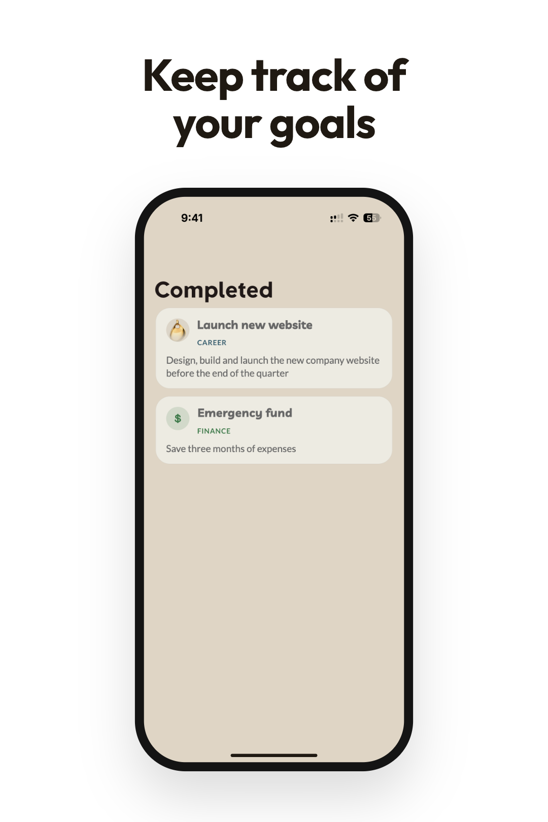 Keep track of your goals